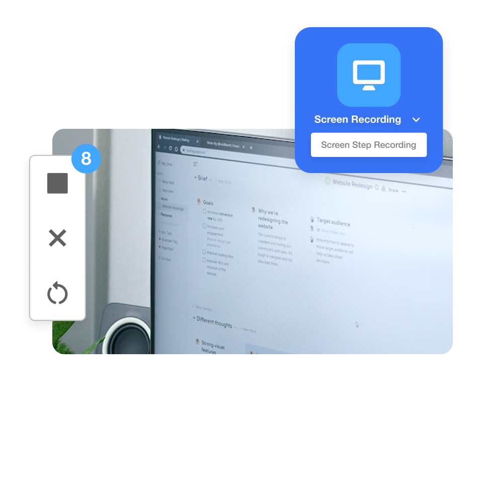 Video help center creator capturing screen tutorials using Visla’s built-in step recorder and auto voiceover.